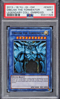 2013 Yu-Gi-Oh! Legendary Gameboard Obelisk Tormentor Card LC01-EN001 PSA 9 MINT - Image 1