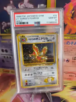 Pokemon Card Lt Surges Fearow Ibitak Gym Heroes Holo Leaders Sta Japanese PSA 10 - Image 1