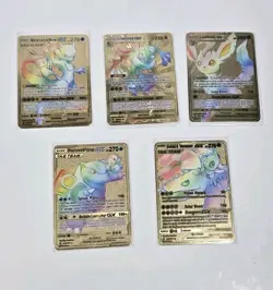 Lot Of 5 Pokemon Gold Metal Cards Novelty NEW - Image 1