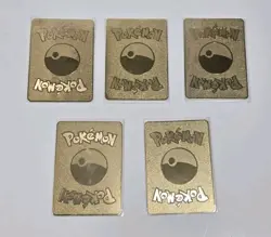 Lot Of 5 Pokemon Gold Metal Cards Novelty NEW - Image 2