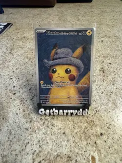 Pokemon Pikachu TCG Grey Felt Hat #085 Van Gogh Promo Card - Image 1