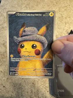 Pokemon Pikachu TCG Grey Felt Hat #085 Van Gogh Promo Card - Image 3
