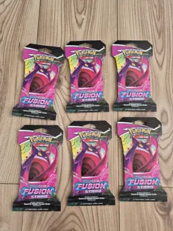 6 x Pokemon TCG: Sword & Shield Fusion Strike Sleeved Booster Pack 10 Cards - Image 1