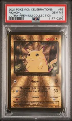 PSA 10 - 2021 Pokemon Celebrations UPC PIKACHU Gold Metal Card #58 (0292) - Image 1