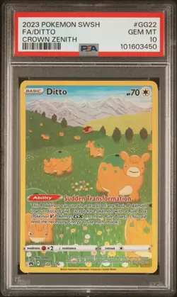 PSA 10 Ditto Crown Zenith GG22/GG70 Galarian Gallery Sword & Shield 2023 Pokemon - Image 1