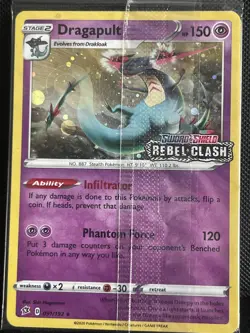 Pokemon Card Dragapult 091/192 Rebel Clash Stamped PROMO SEALED Holo Near Mint - Image 1