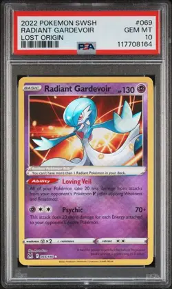 Radiant Gardevoir #069/196 Pokemon TCG 2022 SwSh11: Lost Origin PSA 10 - Image 1