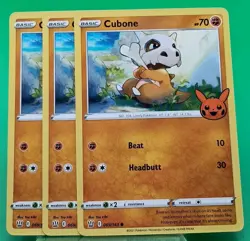 3x Pokemon TCG Cubone 069/163 Trick or Trade Stamped Regular - Image 1