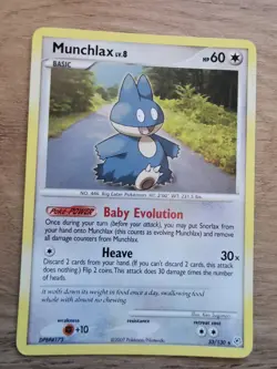 Pokemon Munchlax 33/130 Non-Holo Rare Card Diamond Pearl NM - Image 1