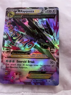 M Rayquaza EX 76/108 LP/EX Holo XY Roaring Skies Pokemon Card 2015 - Image 1