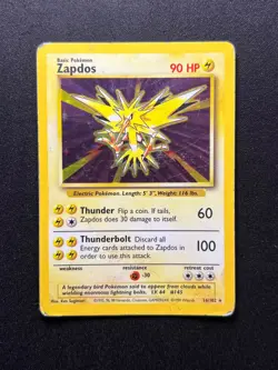 Zapdos 16/102 Holo Base Set Pokemon Card WOTC Played - Image 1