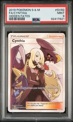 Pokemon Sun & Moon Hidden Fates Shiny Vault Card SV82 Cynthia PSA 9 - Image 1