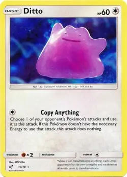 Moderately Played, English - 1 x Pokemon Ditto - 17/18 - Holo Rare Detective Pik - Image 1