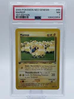 2000 Pokemon - Neo Genesis - Mareep #65 - 1st Edition - PSA 7 NM - Image 1