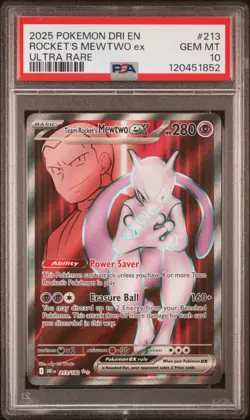 2025 POKEMON DRI EN-DESTINED RIVALS 213 TEAM ROCKET'S MEWTWO EX ULTRA RARE - Image 1