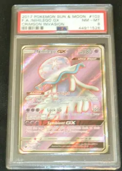 Full Art Holo Foil Nihilego GX 103/111 Crimson Invasion Pokemon Card PSA 8 NM-MT - Image 1