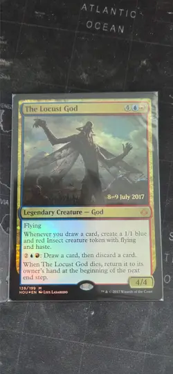 MtG The Locust God Foil Prerelase Promo - Image 1