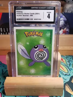 Poliwag Pokemon Sticker Card 2001 Dunkin Boomer #60 POP 1 CGC 4 - Image 1