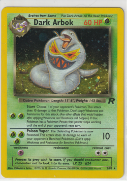 Pokemon TCG Team Rocket Dark Arbok Card 2/82 Holo LP-NM *Swirl - Image 1