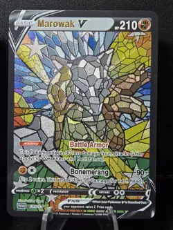 Cubone & MAROWAK CUSTOM Set Stained Glass Holo Cards Display Only - Image 3