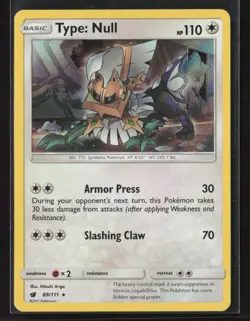 Type: Null #89/111 SM - Crimson Invasion Holo Rare Pokemon TCG - Image 1