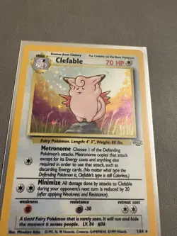 Clefable Pokemon Card Base Set 1999 Rare Holo Wizards 1/64 - Image 2