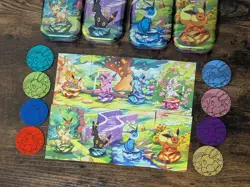 Prismatic Evolutions Pokemon TCG Complete 8 Mini Tin Set with Cards Coins Empty - Image 4