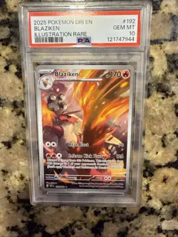 Pokemon TCG Blaziken Illustration Rare Card #192/182 Destined Rivals PSA 10 - Image 1