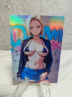 Android 18 Trading Card Waifu Goddess Story Anime Girl holo Karte Manga Full Art - Image 1