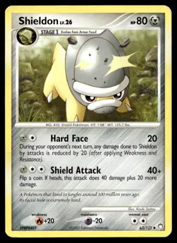 Shieldon 63/123 Pokemon Card Mysterious Treasures Uncommon 80 HP Played EL - Image 1