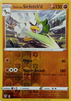 098/189 GALARIAN SIRFETCH'D REVERSE HOLO DARKNESS ABLAZE POKEMON CARD - Image 1