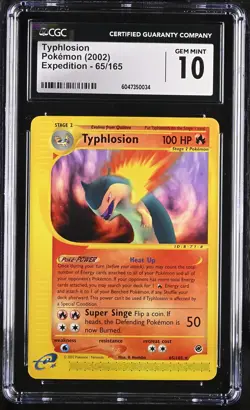 CGC 10 GEM MINT Typhlosion 2002 Expedition 65/165 Non-Holo Rare Pokemon Card psa - Image 1