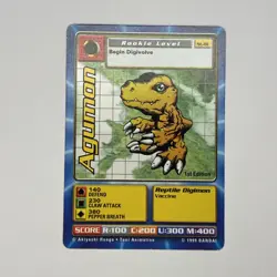 Agumon St-01 1st Edition Digimon Card Game 1999 Bandai NM - Image 1