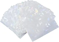 100 White Holographic Card Sleeves Perfect Fit Shiny Trading - Image 1