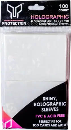 100 White Holographic Card Sleeves Perfect Fit Shiny Trading - Image 3