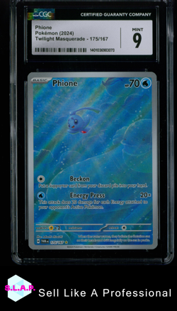 PHIONE POKEMON ILLUSTRATION RARE TWILIGHT MASQUERADE 175 2024 ENGLISH CGC 9 - Image 1