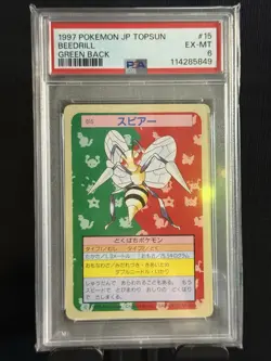 1997 POKEMON JAPANESE TOPSUN 15 BEEDRILL GREEN BACK PSA 6 - Image 1