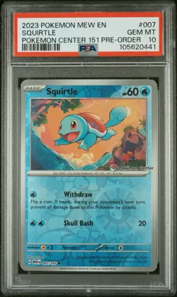 PSA 10 Squirtle 007/165 Rev Holo Mew EN Pokemon Center 151 UPC Pre Order Promo - Image 2