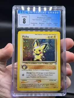 Pichu Holo Rare 2000 Neo Genesis 12/111 Pokemon WOTC CGC 8 NM English Swirl - Image 3