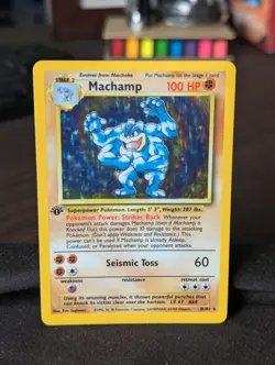 1999 Pokemon TCG Machamp Base Set Holo Rare Card 8/102 NM 1st Edition - Image 1