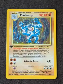 1999 Pokemon TCG Machamp Base Set Holo Rare Card 8/102 NM 1st Edition - Image 2