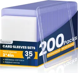 200 Packs Card Sleeves Top Loads 100 Hard + 100 Soft Sleeves, Clear - Image 1