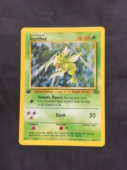 Pokemon Cards: 1st Edition Jungle Rare: Scyther 26/64 - Image 1