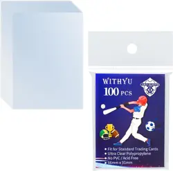 100 Pcs Soft Trading Card Sleeves, Top Loading Sleeves 2.6x3.6 inch, Clear - Image 1