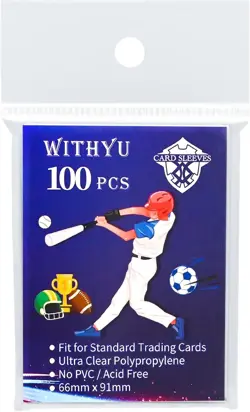 100 Pcs Soft Trading Card Sleeves, Top Loading Sleeves 2.6x3.6 inch, Clear - Image 2