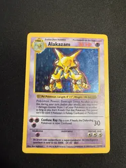 Alakazam 1/102 Base Set Shadowless Holo Rare Pokemon Card HP - Image 1