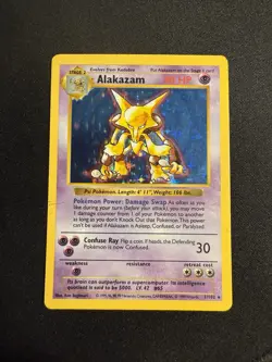 Alakazam 1/102 Base Set Shadowless Holo Rare Pokemon Card HP - Image 1