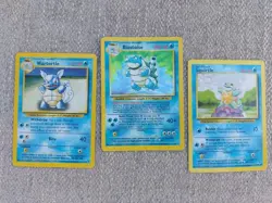 Pokemon TCG Blastoise Holo Card Rare Base Set 2/102 With Squirtle and Wartortle - Image 1