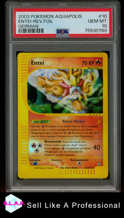 ENTEI-REV.FOIL GERMAN POKEMON AQUAPOLIS 2003 10 PSA 10 - Image 1