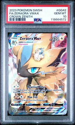 2023 Pokemon Crown Zenith Zeraora VMAX Galarian Gallery GG42/GG70 PSA 10 - Image 1
